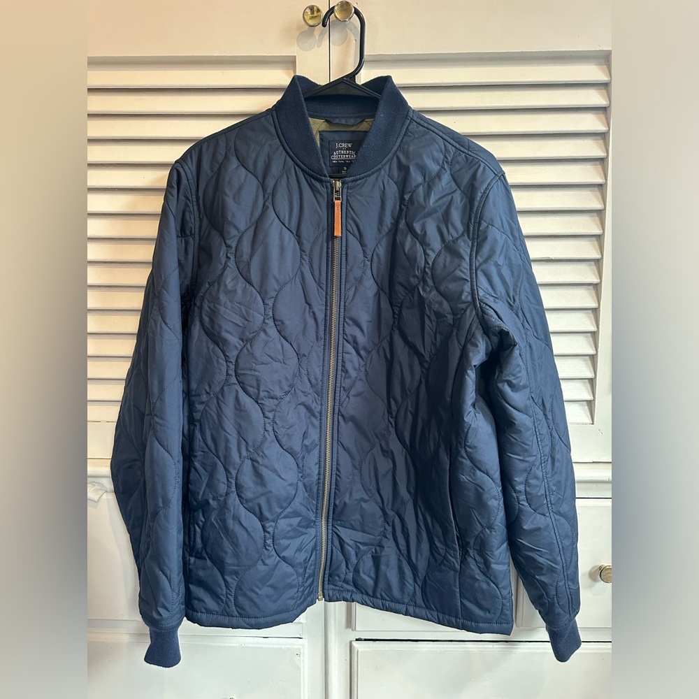 J. Crew Quilted Bomber Jacket - Navy Blue, Small